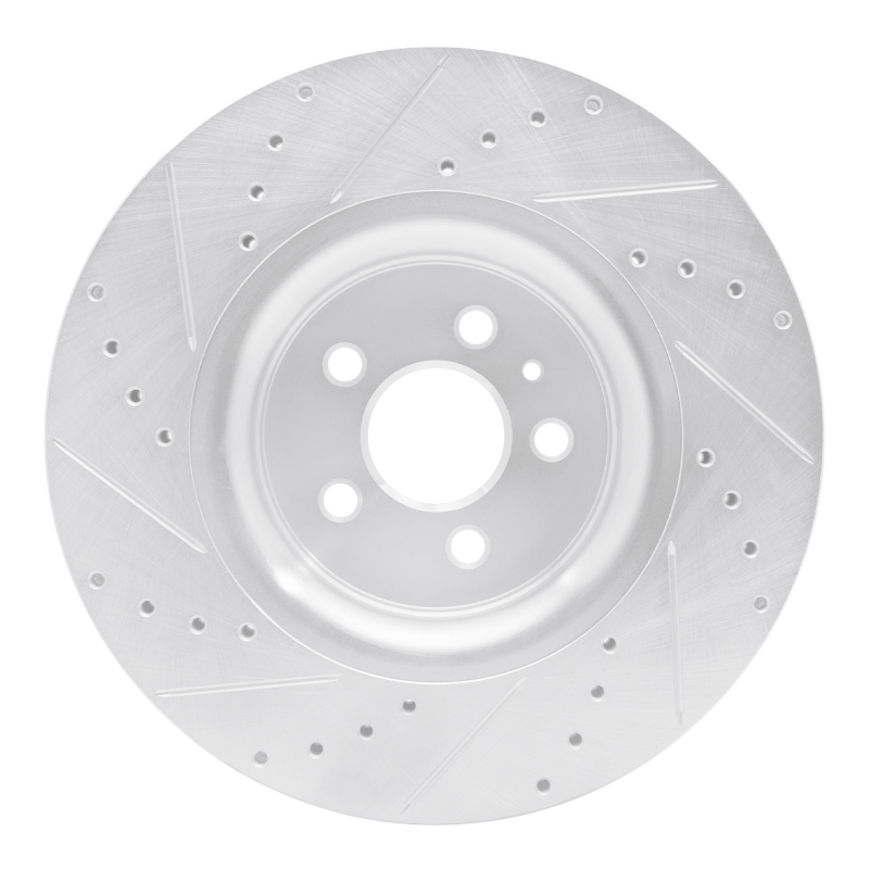 Ford Fusion Brake Rotor (1) - Front Right - R1 Concepts - Drilled & Slotted - Silver - `15-`21